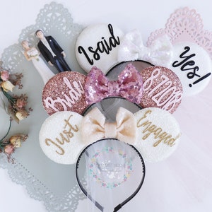 Bride ears, Mickey ears, Bride Mickey ears, Engagement Minnie Ears, Minnie Ears, I Said Yes Mouse Ears, Wedding Ears, Mouse Ears Headband