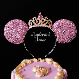 Aurora Minnie ears, Princess Aurora Minnie Ears, Aurora birthday ears, Sleeping Beauty Aurora Minnie Ears, Sleeping Beauty Ears headband