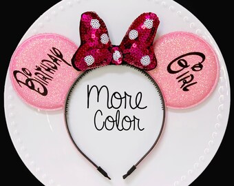 Birthday ears, Mickey ears, Mickey ears, Personalized Mickey ears, Birthday girl, polka dot bow glitter Mouse headband for adults and kids