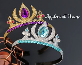 Elsa and Anna Crown, Elsa crown, Frozen Crown, Princess Crown, Birthday Crown, Princess Costume Crown, Glitter Gold and Glitter Silver Crown