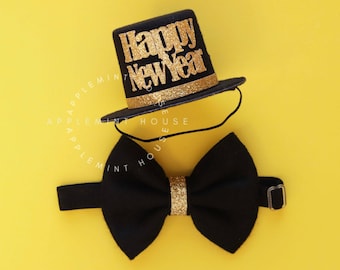 New Year Mini Top Hat & Bow Tie Set, Newborn Photo Prop, Baby Boy Photography Accessory, New Year Photo Prop, 2026 Newborn Gift