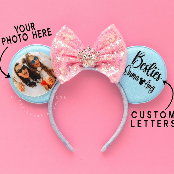 Mickey Custom ears with photo, Mickey Ears, Personalized Ears, Minnie ears, Birthday ears, Best friend Gifts, Custom Mouse ears, Gifts