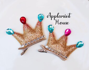 Peach Crown hair clip, toddler hair clip, Princess hair clip, crown alligator hair clip, baby kids clips
