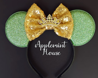 Princess ears, Mouse ears , Frog princess mouse ear headband , Tinker Fairly ears, yellow green ears, yellow, Tiara mouse ears headband