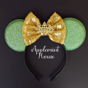 Princess ears, Mouse ears , Frog princess mouse ear headband , Tinker Fairly ears, yellow green ears, yellow, Tiara mouse ears headband