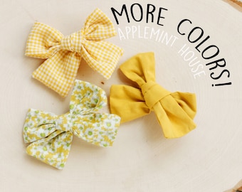 Set of 3 Hair bow clips, Yellow mustard  Hairbow hair clips, kids Hair Clips, toddler, Baby  hair bows for birthday gift, Kids gift idea