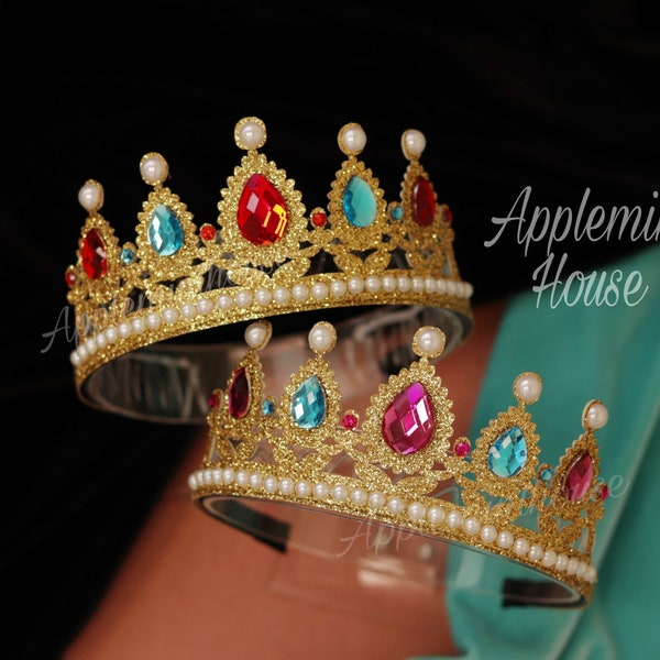 Perzikkroon, prinsessenkroon, verjaardagskroon, prinsessenhoofdband, Halloweenkostuumkroon, perzik verjaardagshoofdband voor volwassenen en kinderen