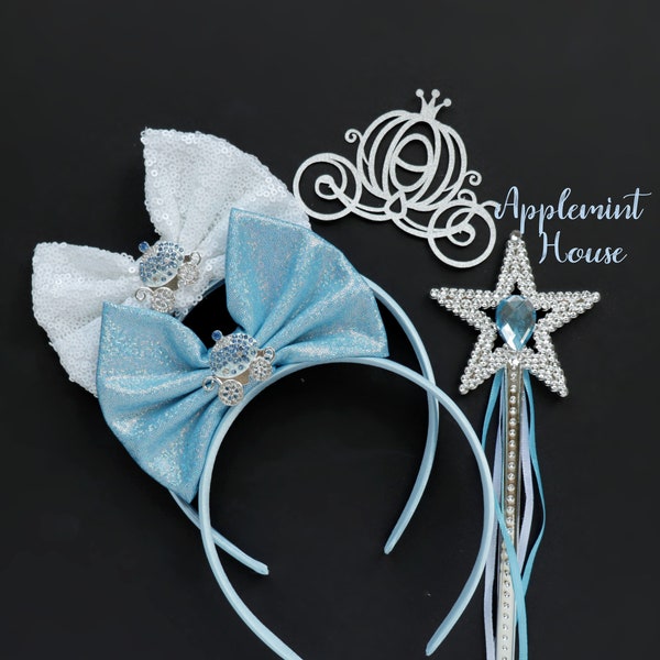 Princess Cinderell Headband, Cinderell Bow Headband, Cinderell costume headband, Cinderell birthday, Cinderell Wand, Photo Prop