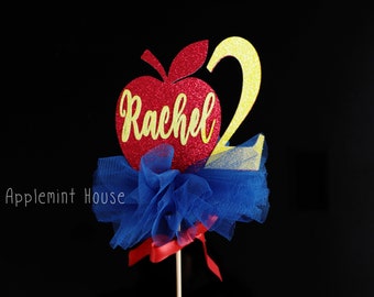 Snow Queen Inspired Cake topper, Red Apple Birthday Cake Decor, Apple cake topper, Princess Cake Centerpiece for Babies, Kids and Girls