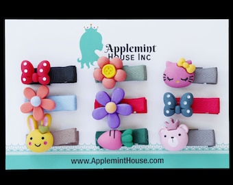 Set of 9 toddler hair clips, Baby girl hair clips, Snap Hair Clips, infant hair clips, 1st birthday gift, Alligator hair clips, bow Mini