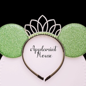 Tinker Fairly Ears, Princess ears, Mickey ears , Frog princess mouse ear headband , Yellow green ears, yellow, Tiara mouse ears headband
