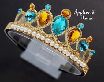 Arabian Princess Crown, Jasmin Headband, Birthday Tiara, Elastic Headband, Halloween Cosplay Dress up Crown for Babies, Kids, Girls &Adults