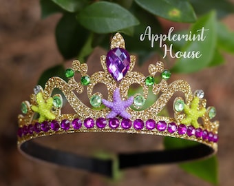 Mermaid Crown, Mermaid crown, Crown with Starfish, Princess Crown, Mermaid Birthday Crown, Glitter Crown, Princess Costume Crown