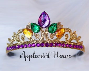 Mardi gras crown, Mardi gras Party favor tiara crown headband, Birthday Princess Cake Smash Photo Prop Pictures in Gold Purple