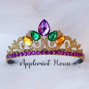 Mardi gras crown, Mardi gras Party favor tiara crown headband, Birthday Princess Cake Smash Photo Prop Pictures in Gold Purple