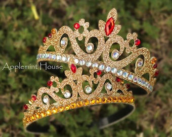 Belle Crown, Princess Crown, Belle Gold Crown Headband, Belle Tiara, Birthday Crown, Belle Costume Crown, Girl Birthday Gift