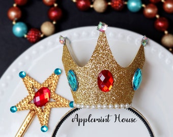 Peach crown & Wand, Princess crown, Birthday crown, Princess headband, Halloween costume crown, Peach birthday headband for adults and kids