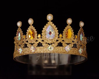 Belle Crown, Princess Crown, Belle Gold Crown Headband, Belle Tiara, Birthday Crown, Belle Costume Crown, Girl Birthday Gift