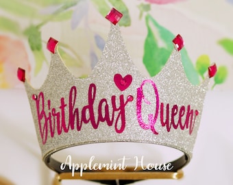 birthday crown, Custom Crown , Personalized Crown, Glitter crown for adults and kids, Birthday Queen crown headband, Birthday party crown