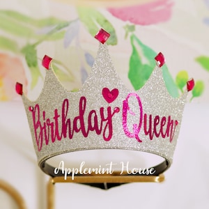 corona de cumpleaños, corona personalizada, corona personalizada, corona con purpurina para adultos y niños, diadema con corona de reina de cumpleaños, corona de fiesta de cumpleaños