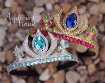 Ice Queen Crown, Princess Birthday Crown, Halloween Costume Headpiece , Characters Headband for Adults and Kids, Girl Silver and Gold Crown