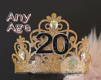 birthday crown, women birthday Crown, Adult birthday crown, Age personalization glitter tiara, 21st, 20th, 30th,40th, 16th, 50th,60th
