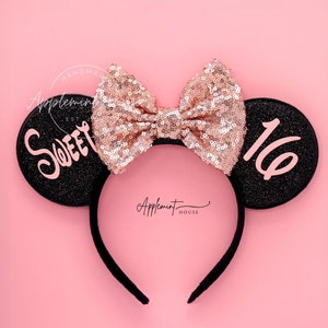 Birthday ears, Birthday Mickey Ears, Sweet 16 Mouse Ears, Mickey Ears, Birthday Minnie ears, Custom Mickey ears, Minnie Ears, Ears Headband