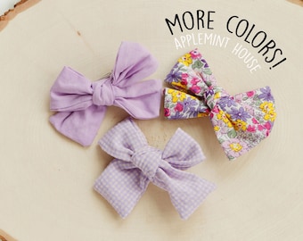 Set of 3 Hair bow clips, Light Purple Lavender Hairbow hair clips, kids, toddler, Baby floral bows for birthday gift, Kids gift idea