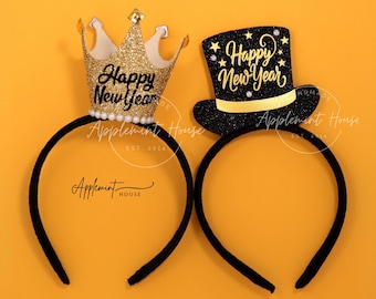 New Year Party Crown, 2025 Crown, Happy New Year Tiara, Top Hat Design Headband, 2025 New Years Eve Accessories for Kids & Adults