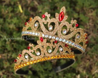 Belle Crown, Princess Crown, Belle Gold Crown Headband, Belle Tiara, Birthday Crown, Belle Costume Crown, Girl Birthday Gift