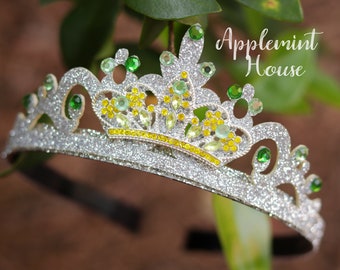 Princess Crown, Silver Tinker Fairly headband, Princess Birthday Crown, Silver Glitter Crown headband, Kid and adult Tiara, Headband