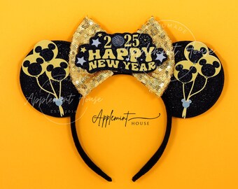 New Years Mickey Ears, 2025 New Years Party Accessories, Minnie Ear, 2025 New years Eve Mouse Ears for Adults and Kids, Happy New Year Ears