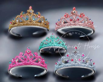 Custom Color Glitter Crown, Birthday Girl Headband, Princess Tiara for Babies & Kids, Girl Dress Up Party Crown, Birthday gift for Toddlers