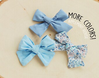 Set of 3 Hair bow clips, Sky Blue Cinderell color Hairbow hair clips, kids, toddler, Baby floral bows for birthday gift, Kids gift idea