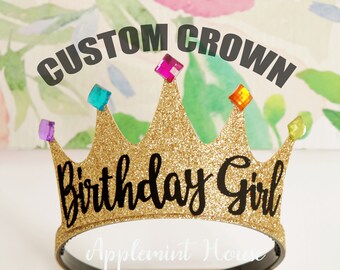 Birthday Girl custom Crown, Birthday crown, Princess glitter crown, Tiara crown, Party crown for baby girl kids, Birthday Girl headband