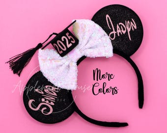 Graduation Hat Ears, Mickey Ears, 2025 Graduation Mouse ears, Class of 2025 Headband, Minnie ears, Senior ears, Rose Gold Accent Ears