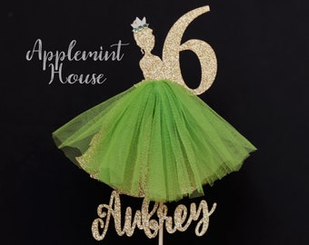 Tiana Birthday Cake topper, Personalized Birthday Centerpiece, Princess Dress Cake topper for Babies, Kids & Adults, Frog Princess Decor