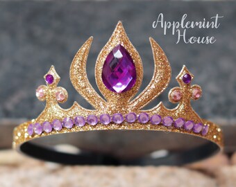 Rapunzer Crown, Rapunzer tiara, Tangle Crown, Princess Gold Glitter Crown, Birthday Crown, Birthday Gifts for Kids, Gifts for Girls