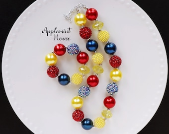 Snow Queen White Necklace, Princess Chunky Necklace, Snow Queen Necklace and Bracelet, Baby Chunky Necklace, Toddler Necklace bracelet