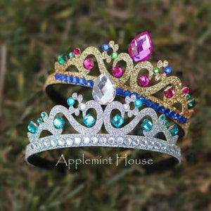 Ice Queen and Sister Crown, Princess Crown, Birthday Crown, Princess Costume Crown, Glitter Gold and Glitter Silver Crown
