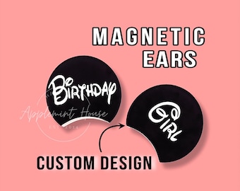 Custom Magnetic Mouse Ears for Hat, Mickey Ears, Birthday Girl Minnie Ears Cap, Removable Mouse Ear, Personalized Interchangeable Ears Gift