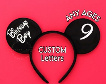 Custom Birthday Mickey ears, Birthday ears for Boys & Men, Custom Mouse ears, Personalized Mouse ears, Mickey headband for adults kids