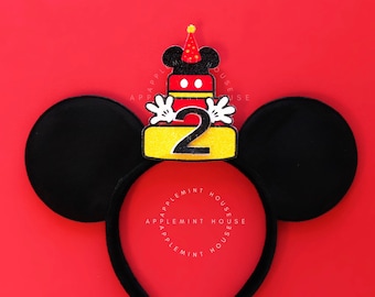 Birthday Mickey Cake ears, Mickey ears, Birthday ears for boy,  Birthday Mickey ears, Custom birthday ears, Mickey ears for toddlers kids