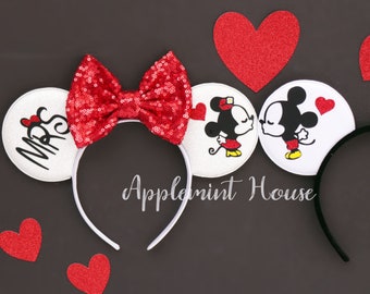 Couple Mickey Ears, Mickey ears,  Couple Minnie ears, Anniversary Mr and Mrs Mickey ears, Bride and groom Minnie ears, Personalized ears