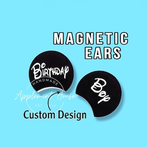 Custom Magnetic Mickey Ears for Hat, Removable Birthday Boy Mouse Ear, Personalized Ear, Interchangeable Ear for Trucker and Baseball Cap