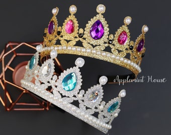 Ice Queen and Anna Crown, Princess Crown, Princess Crown, Birthday Crown, Princess Costume Crown, Glitter Gold and Glitter Silver Crown