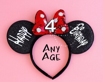 Birthday Girl Ears, Mickey Ears, Birthday Mickey Ears, Minnie Ears, Birthday Minnie Ears, Custom Mickey Ears, Mouse Ears Headband