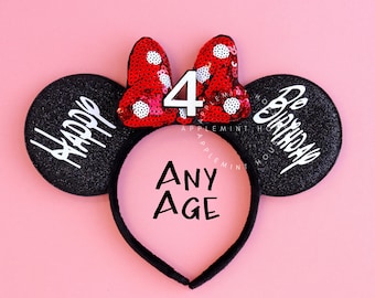 Birthday Girl Ears, Mickey Ears, Birthday Mickey Ears, Minnie Ears, Birthday Minnie Ears, Custom Mickey Ears, Mouse Ears Headband