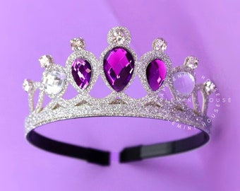 Sofia Crown Headband, Silver & purple Tiara, Birthday crown, Princess Costume Dress up for Babies, Girls  and Kids Gift, Elastic Headband