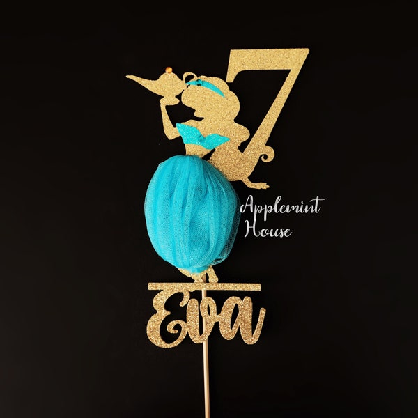 Jasmin birthday cake topper, Princess cake topper, Aladdins Cake topper, Jasmin birthday crown, Jasmin centerpiece